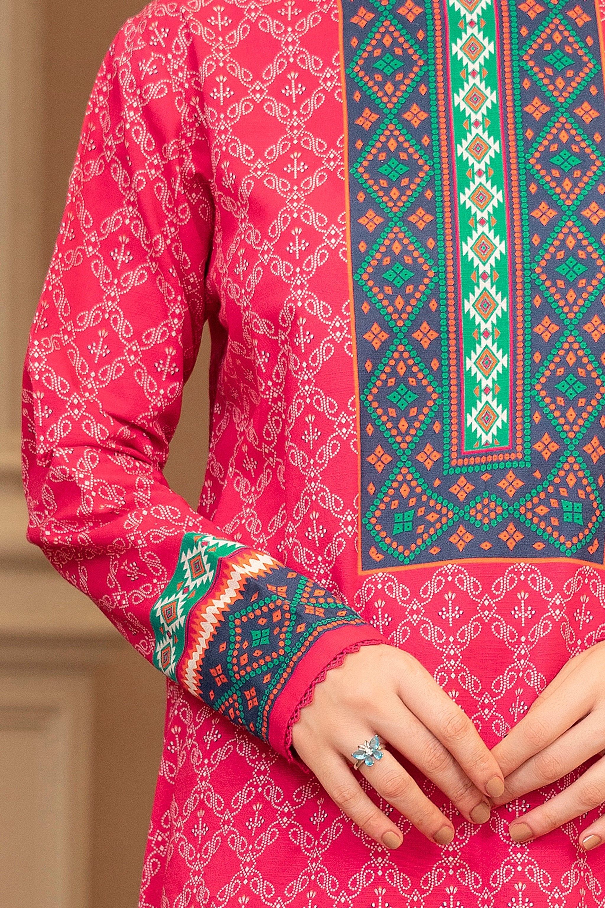 3 Piece Pink Unstitched Printed Khaddar - (Vol-109/09)D3 - SAFANOOR