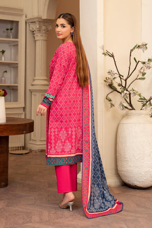 3 Piece Pink Unstitched Printed Khaddar - (Vol-109/09)D3 - SAFANOOR