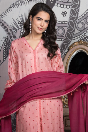 3 Piece Pink Unstitched Printed Lawn - (Vol-101/12)3P-S-25-D12 - SAFANOOR