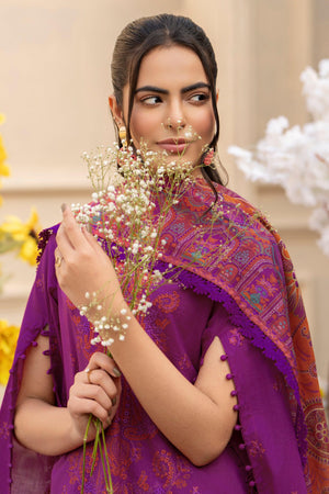 3 Piece Plum Embroidered Lawn Unstitched - SafaNoor