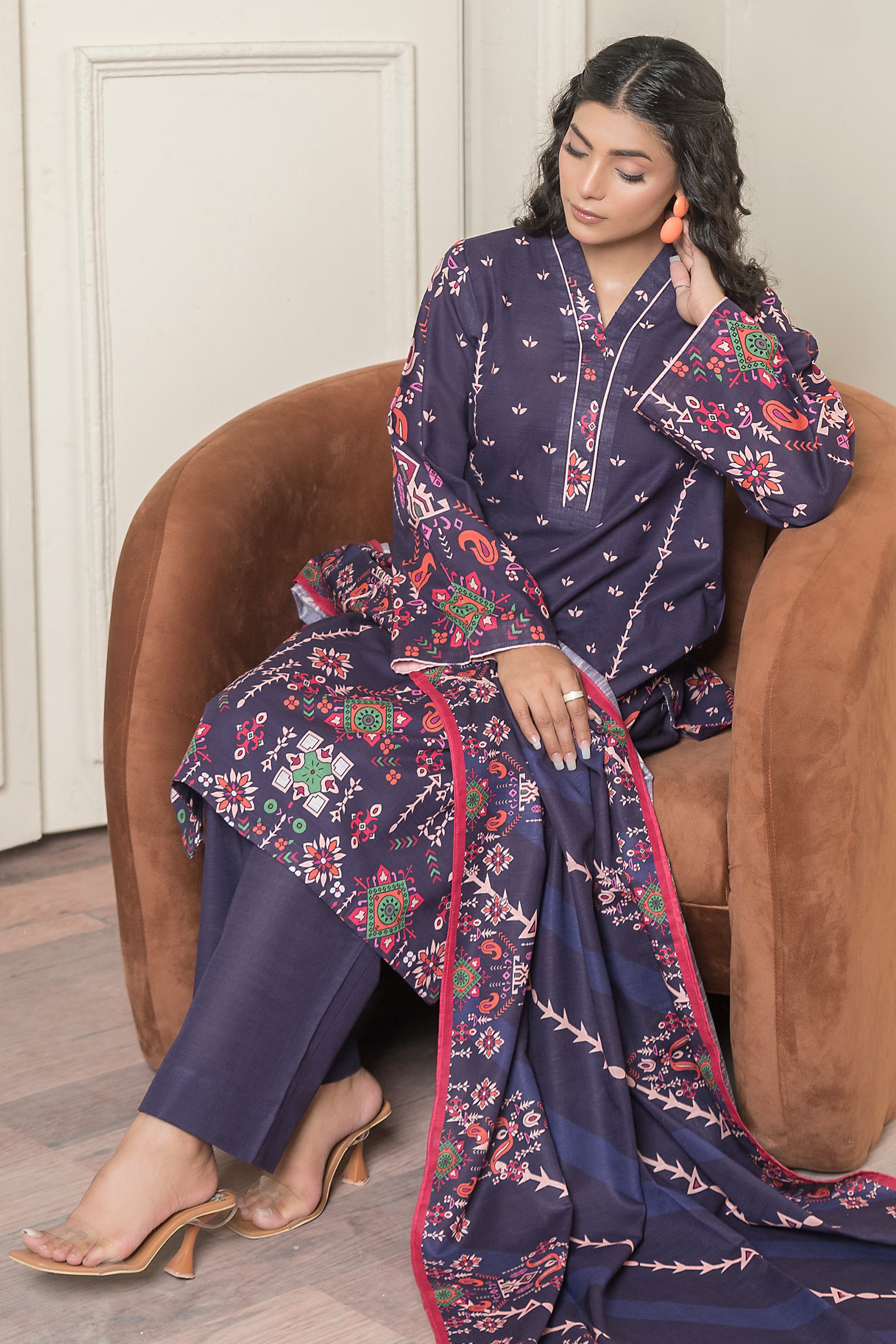 3 Piece Plum Khaddar Unstitched - (Vol-83/12)3P-W-24-D12 - SAFANOOR