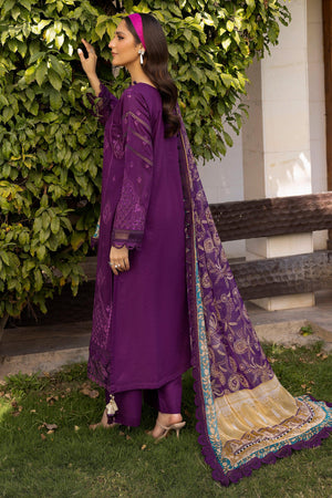 3 Piece Plum Unstitched Embroidered Lawn - SafaNoor