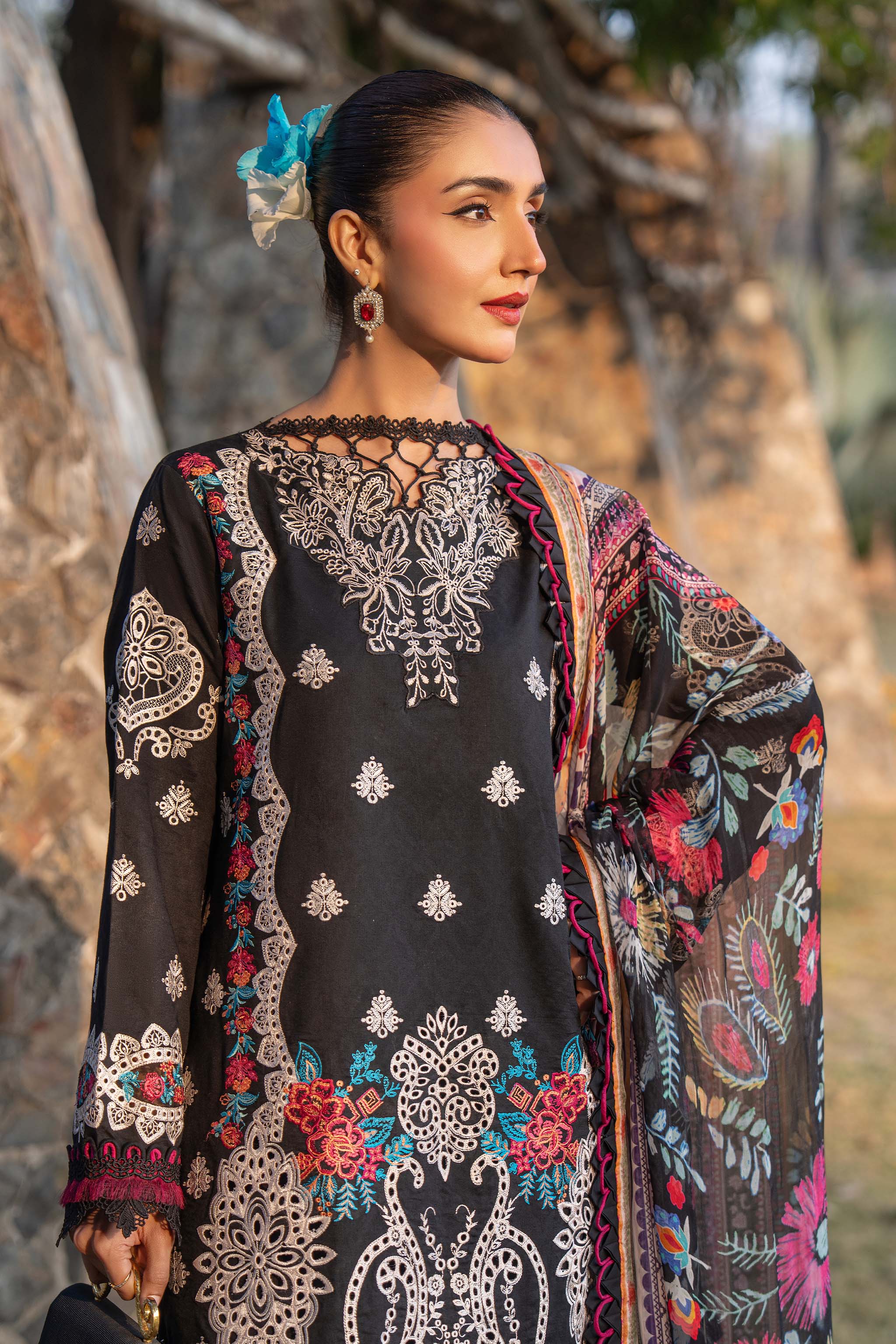3 Piece Premium Unstitched Embroidered Lawn Eid Collection