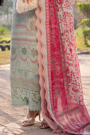 3 Piece Premium Unstitched Laurel Green Embroidered Lawn Suit