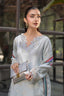 3 Piece Premium Unstitched Light Gray Embroidered Lawn Suit