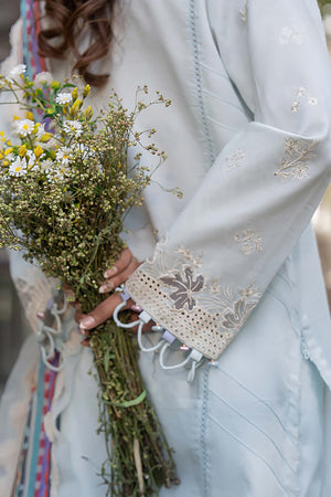 3 Piece Premium Unstitched Light Gray Embroidered Lawn Suit