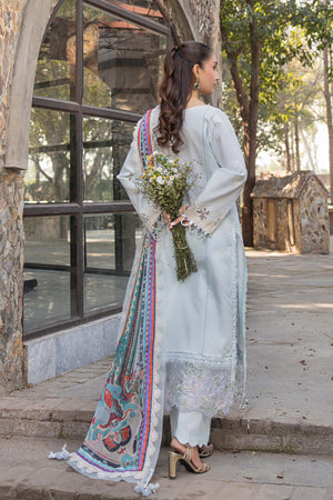 3 Piece Premium Unstitched Light Gray Embroidered Lawn Suit