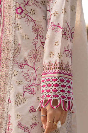 3 Piece Premium Unstitched Pale Silver Embroidered Lawn Suit