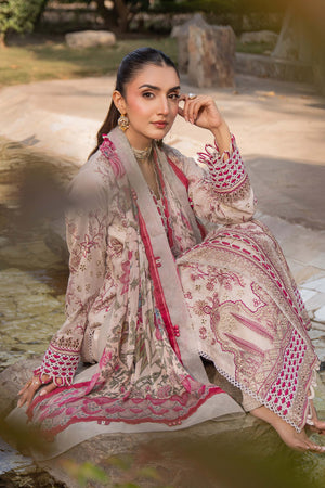 3 Piece Premium Unstitched Pale Silver Embroidered Lawn Suit