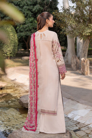 3 Piece Premium Unstitched Pale Silver Embroidered Lawn Suit