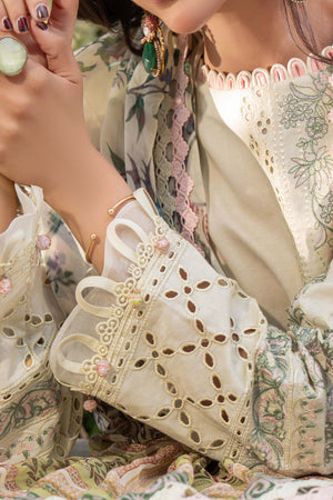 3 Piece Premium Unstitched Pastel Gray Embroidered Lawn Suit