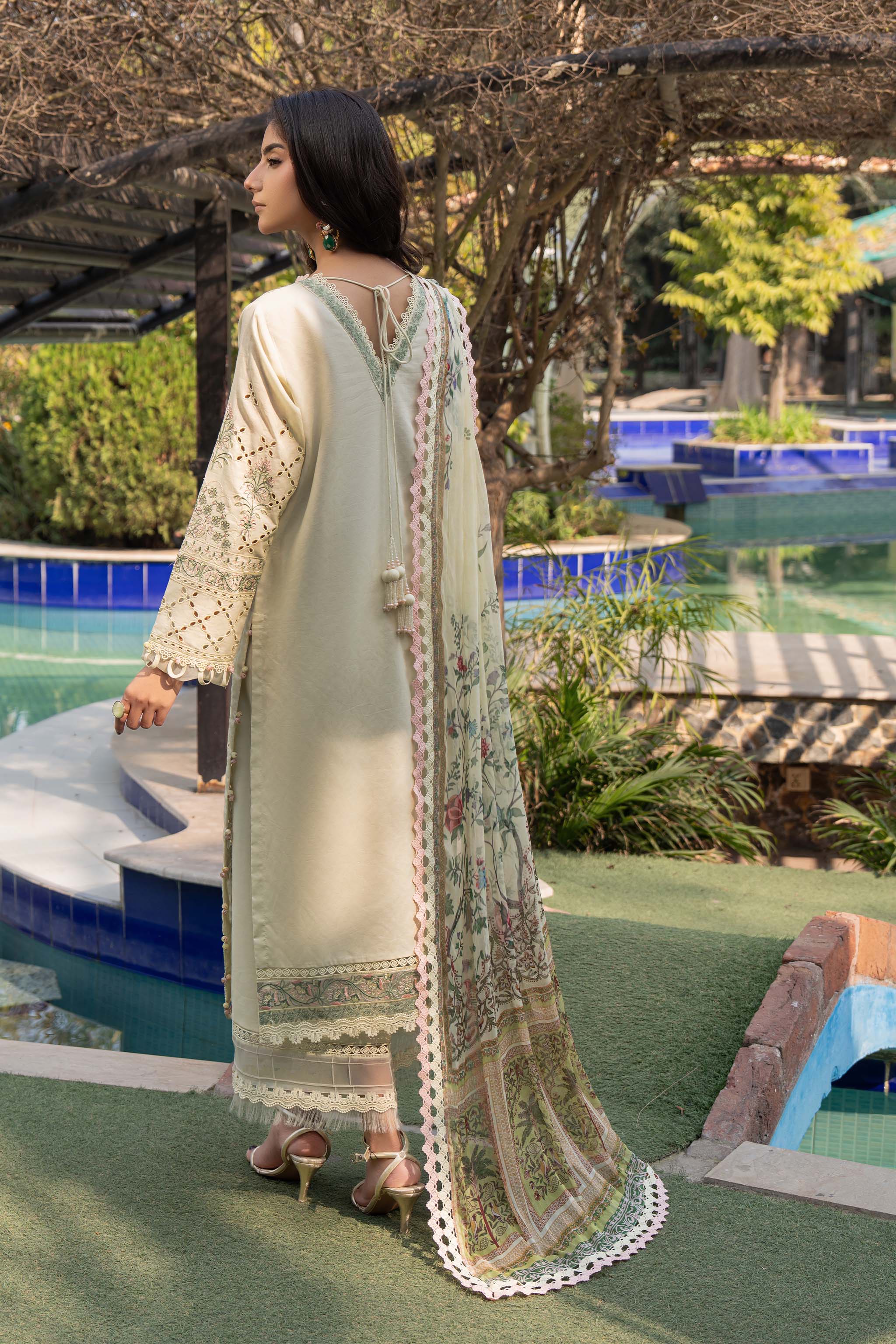 3 Piece Premium Unstitched Pastel Gray Embroidered Lawn Suit