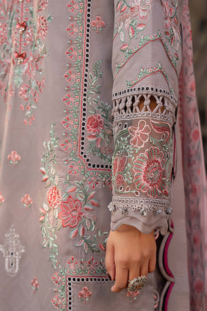3 Piece Premium Unstitched Rosy Brown Embroidered Lawn Suit