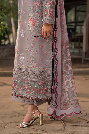 3 Piece Premium Unstitched Rosy Brown Embroidered Lawn Suit