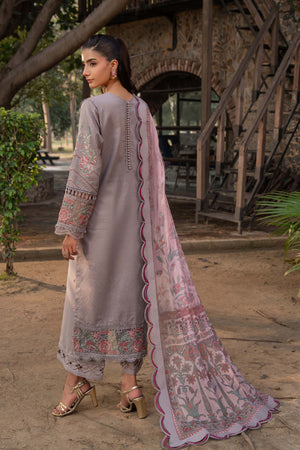 3 Piece Premium Unstitched Rosy Brown Embroidered Lawn Suit