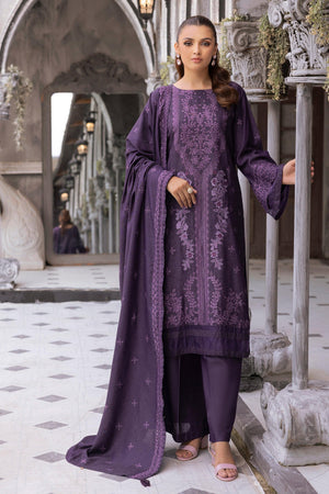 3 Piece Purple Embroidered Karandi Unstitched - (Vol-77/09)3P-W-24-D9 - SAFANOOR