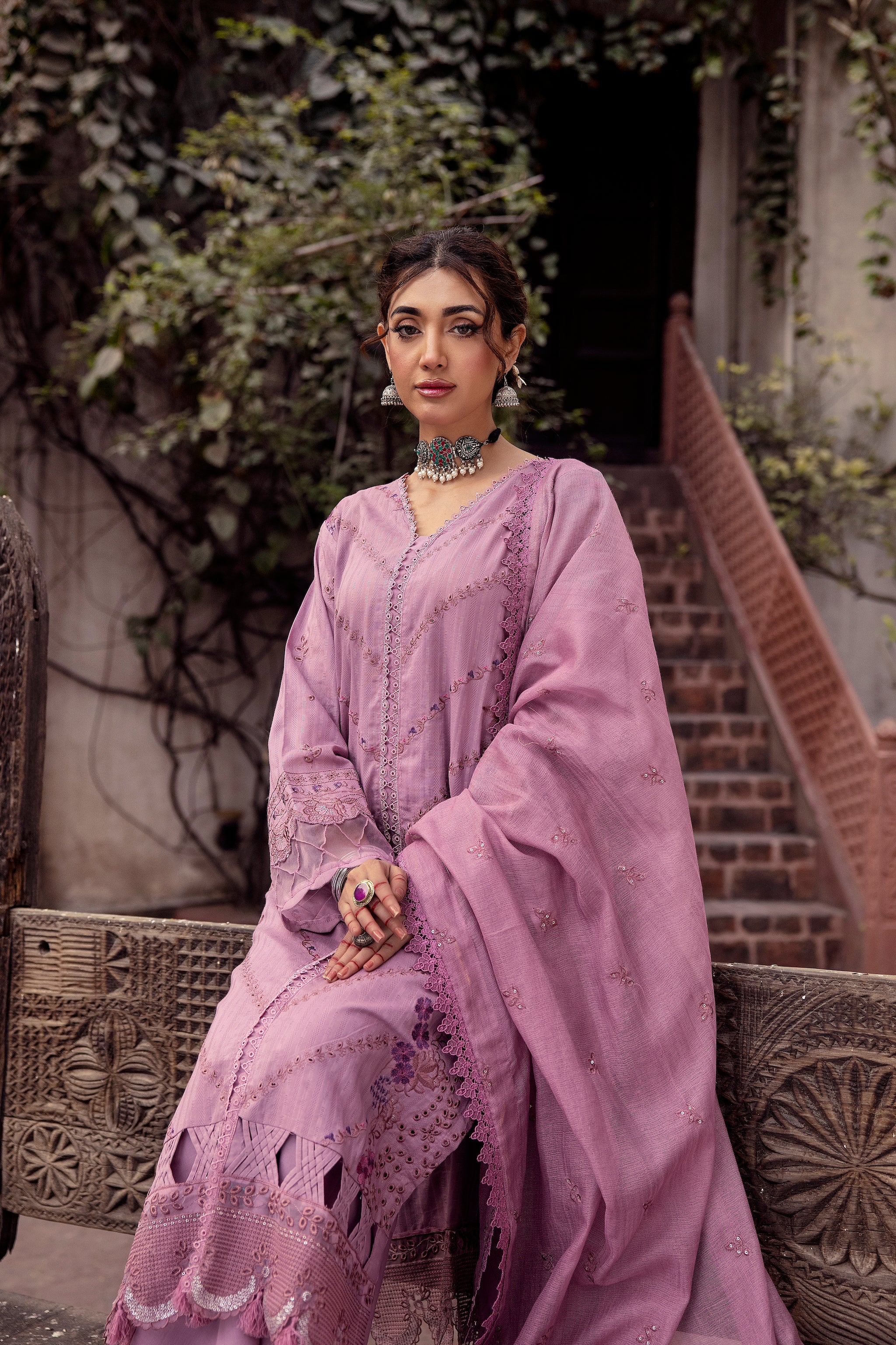 3 Piece Purple Embroidered Organza Lawn - (Vol-71/02)3P-S-24-D-5 - SAFANOOR