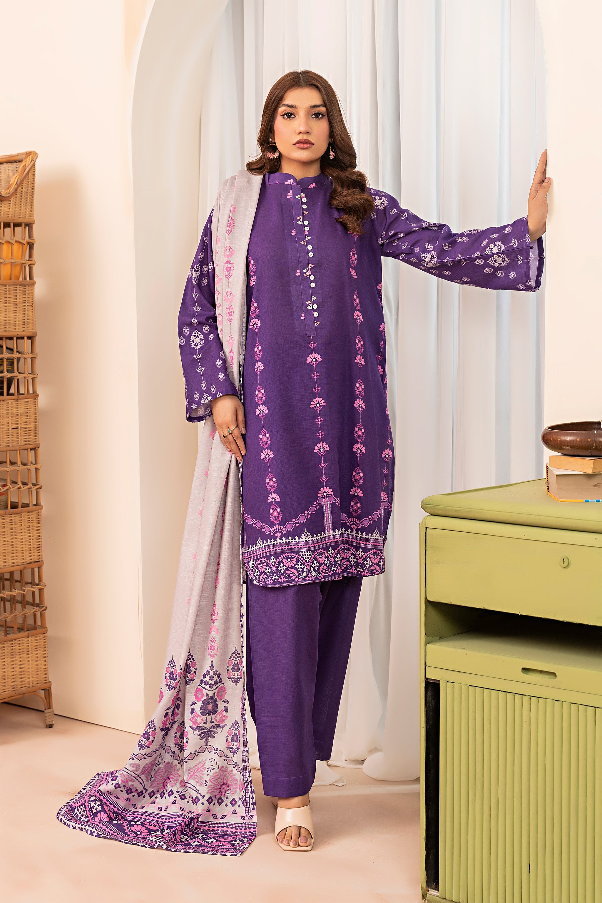 3 Piece Purple Khaddar Unstitched - (Vol-78/10)3P-W-24-D-10 - SAFANOOR