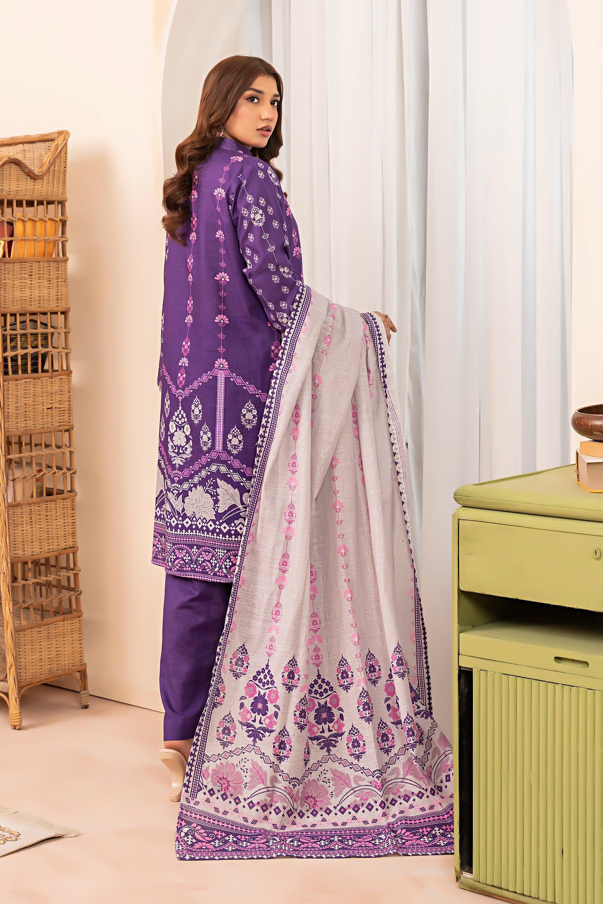 3 Piece Purple Khaddar Unstitched - SafaNoor