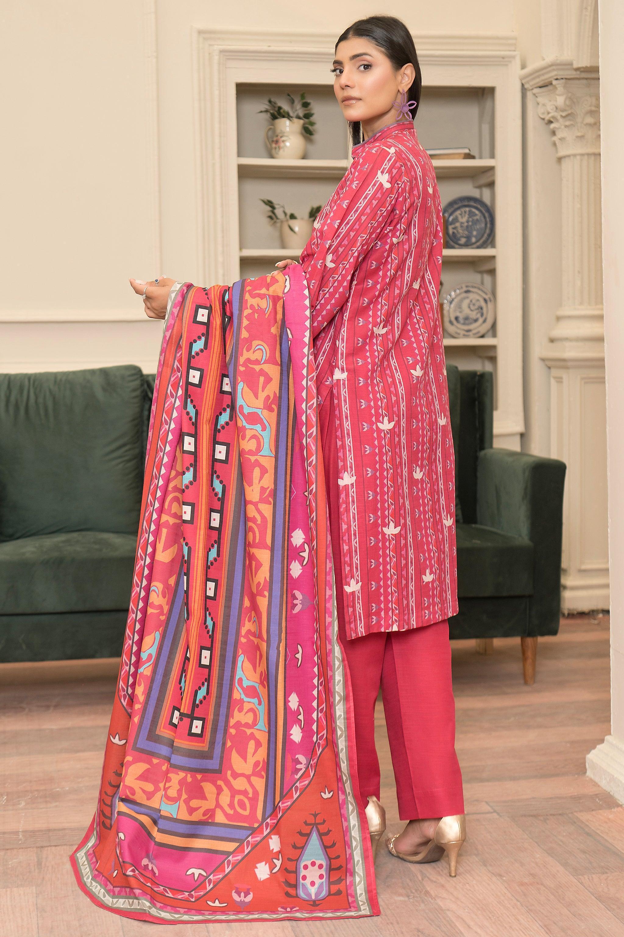 3 Piece Rusty Red Khaddar Unstitched - SafaNoor