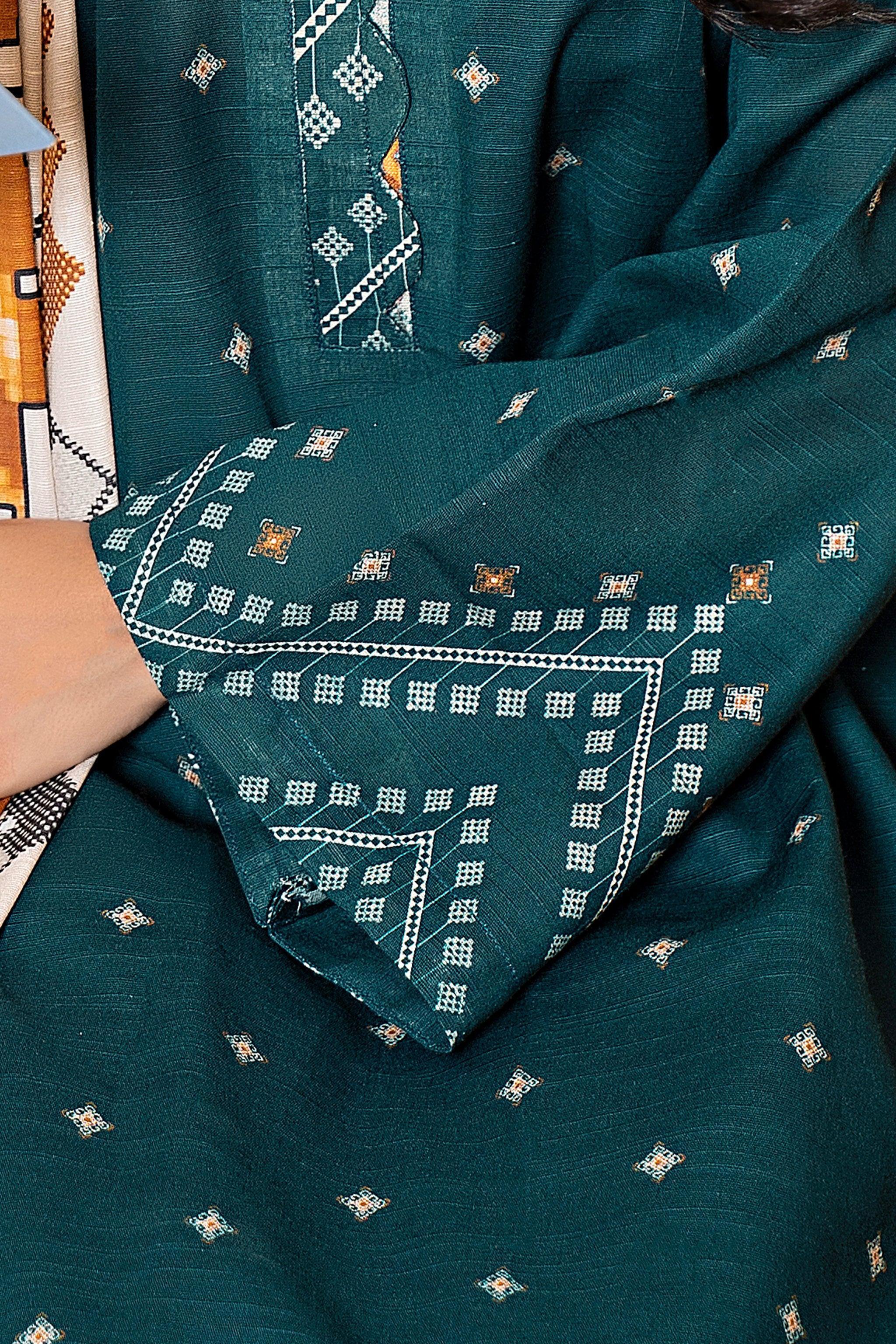 3 Piece Sea Green Khaddar Unstitched - SafaNoor