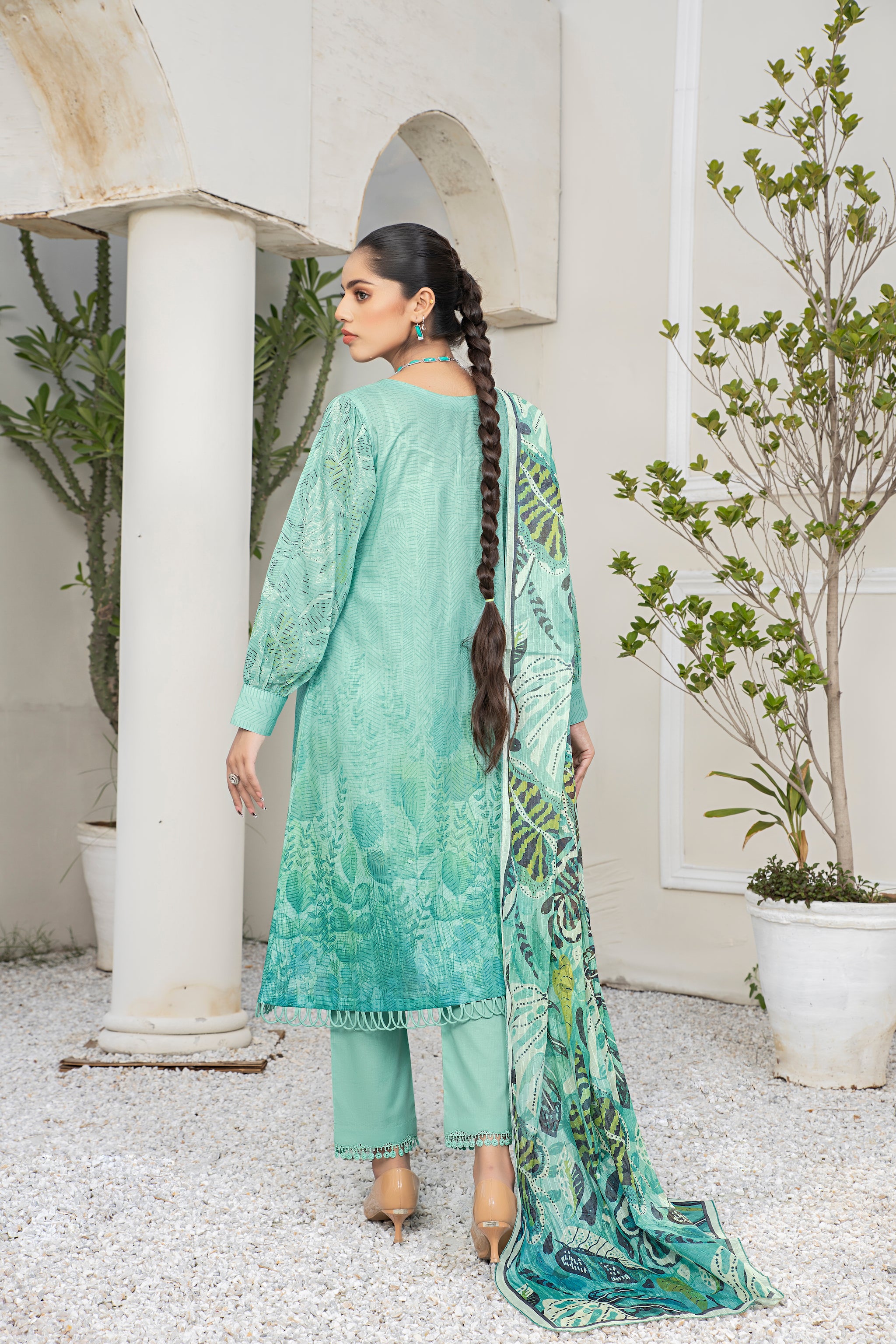 3 Piece Sea Green Unstitched Embroidered Lawn - (Vol-69/20)3P-S-24-D-2 - SAFANOOR