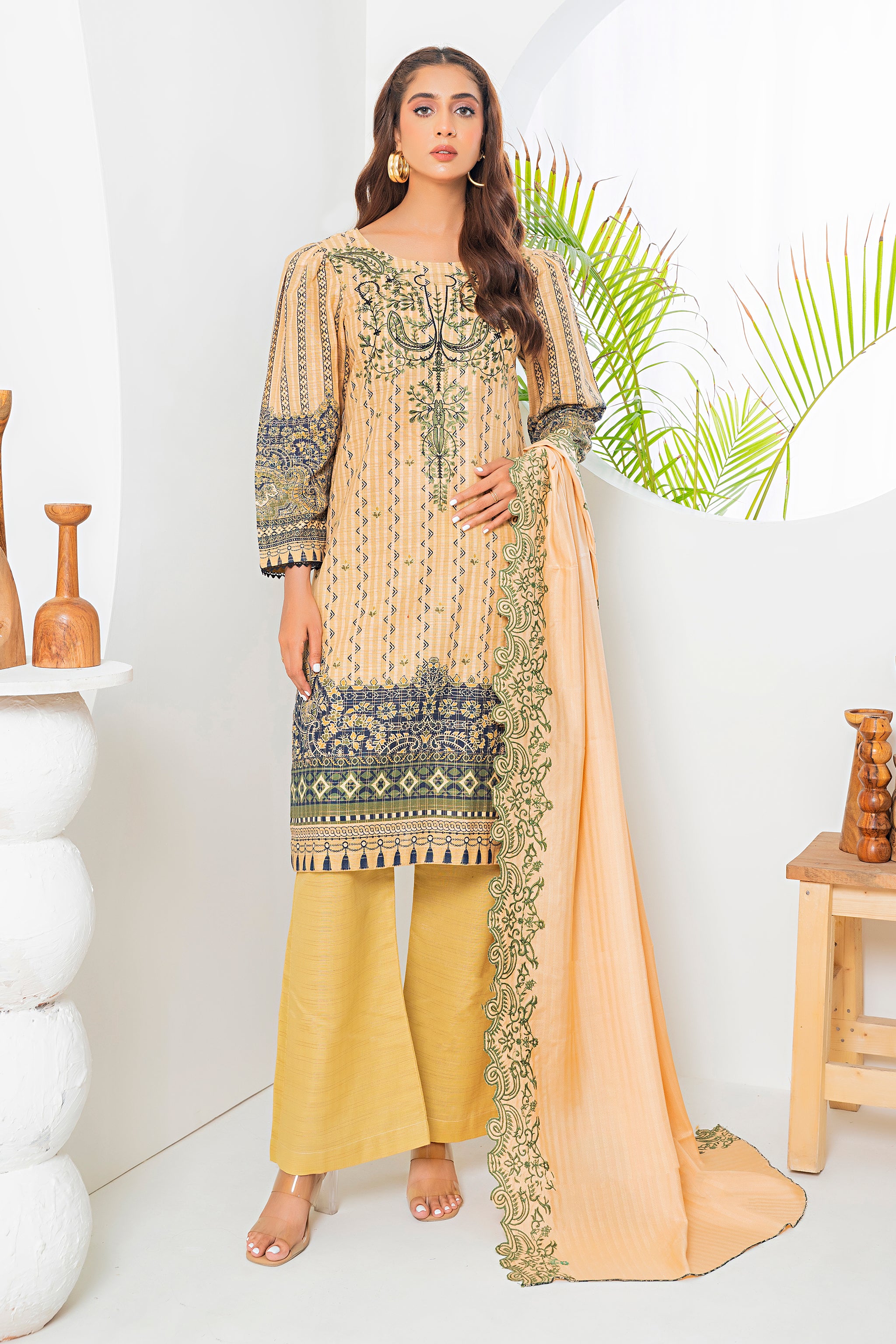 3 Piece Skin Printed Khaddar Unstitched - (Vol-80/12)3P-W-24-D7 - SAFANOOR