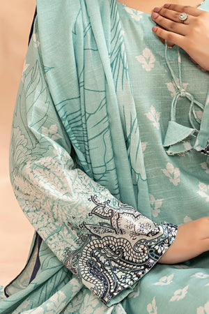 3 Piece Sky Blue Khaddar Unstitched - SafaNoor