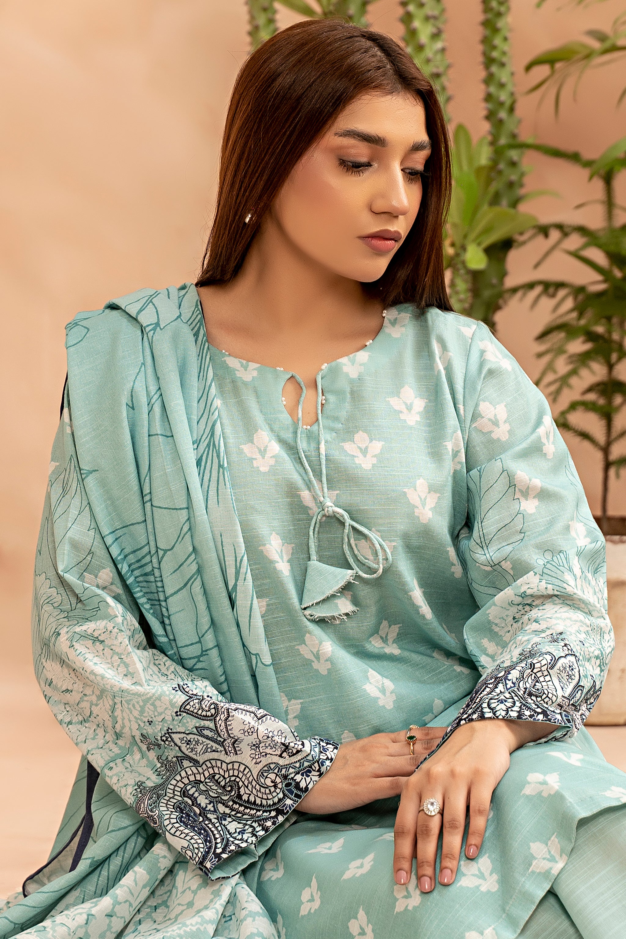 3 Piece Sky Blue Khaddar Unstitched - (Vol-78/10)3P-W-24-D-5 - SAFANOOR