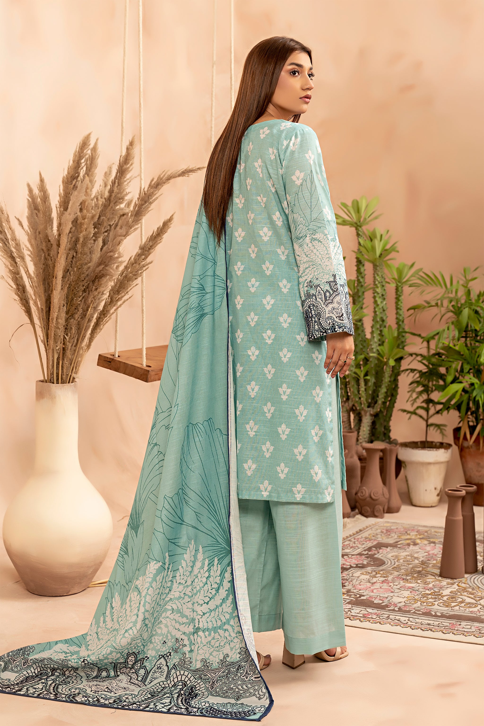 3 Piece Sky Blue Khaddar Unstitched - (Vol-78/10)3P-W-24-D-5 - SAFANOOR