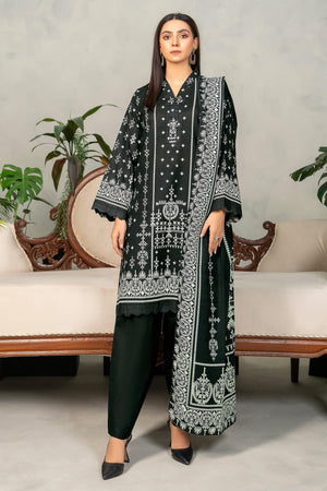 3 Piece Soft Black Khaddar Unstitched - SafaNoor