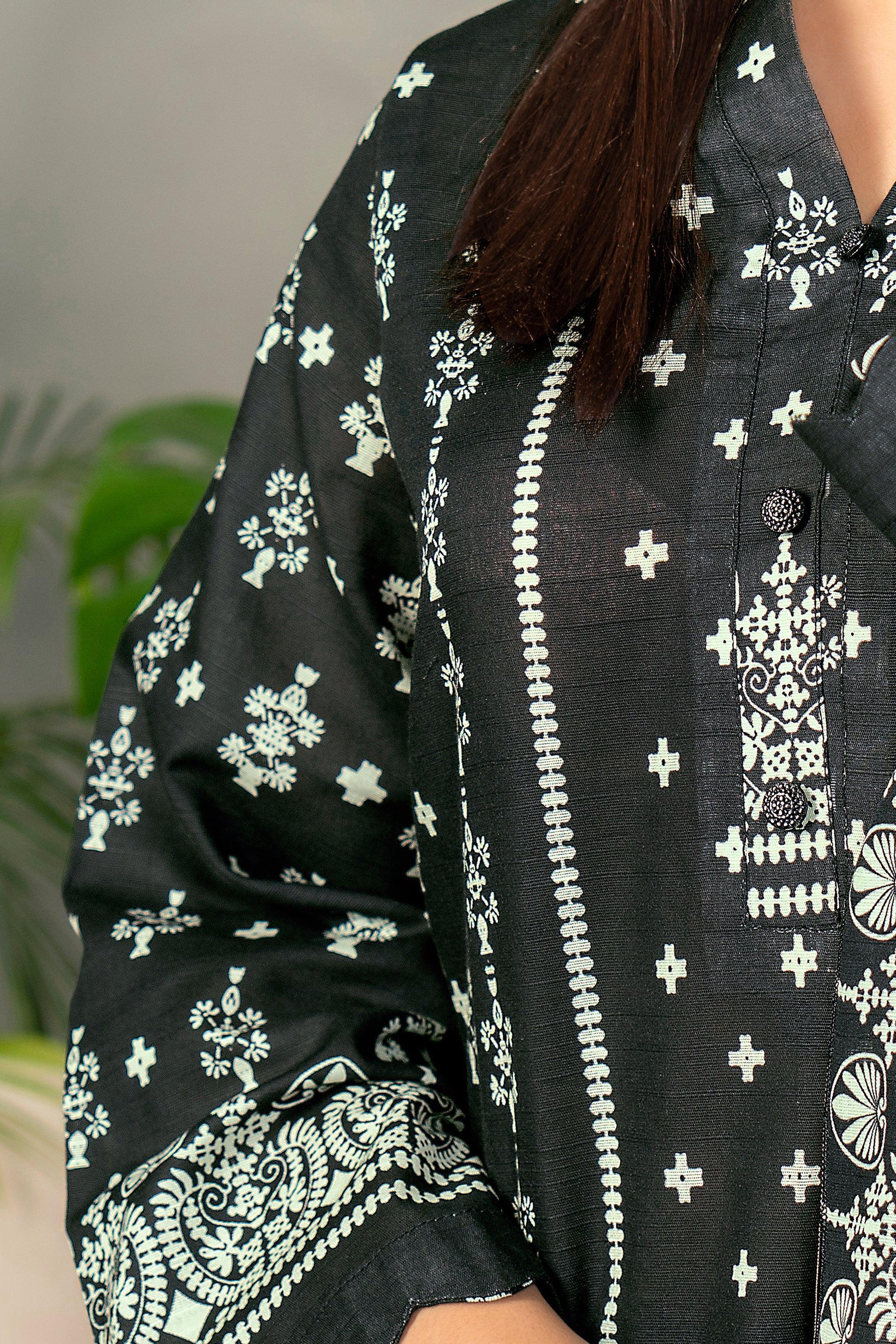 3 Piece Soft Black Khaddar Unstitched - SafaNoor