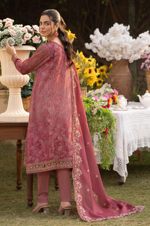 3 Piece Tea Pink Embroidered Lawn Unstitched - SafaNoor