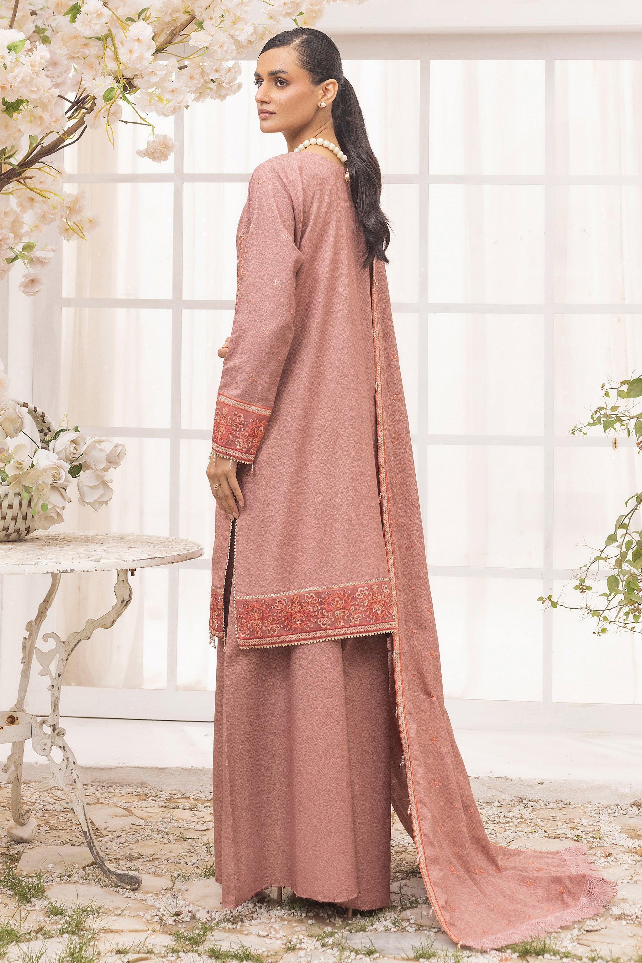 3 Piece Unstitched Apricot Orange - SafaNoor