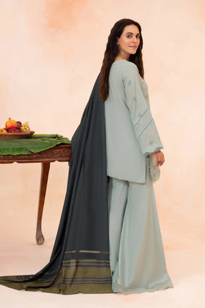 3 Piece Unstitched Ash Grey Premium Embroidered Self Jacquard Lawn Suit By Safa Noor Summer 26 Nazneen Collection