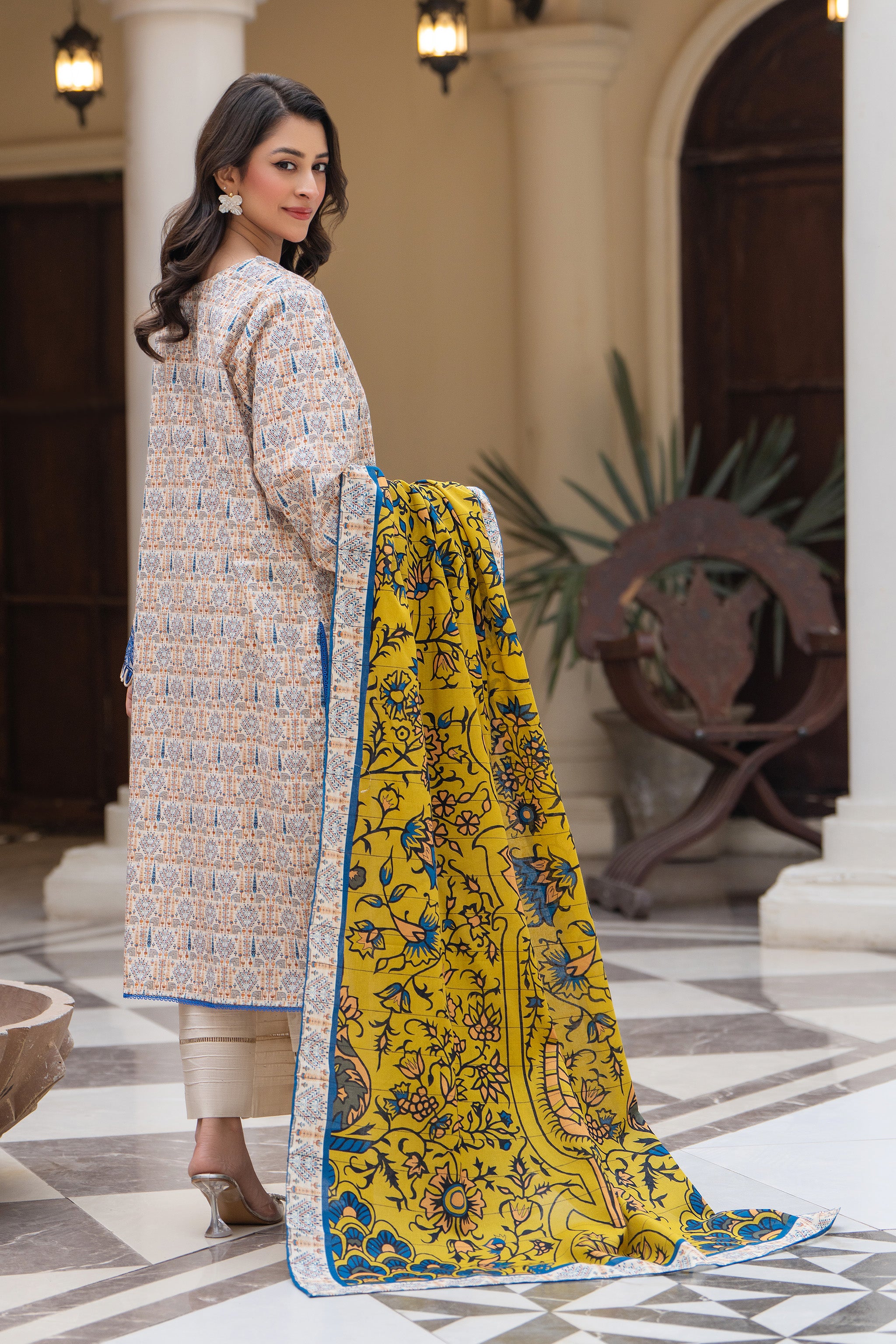 3 Piece Unstitched Beige Embroidered Khaddar - (Vol-115/08)D1 - SAFANOOOR