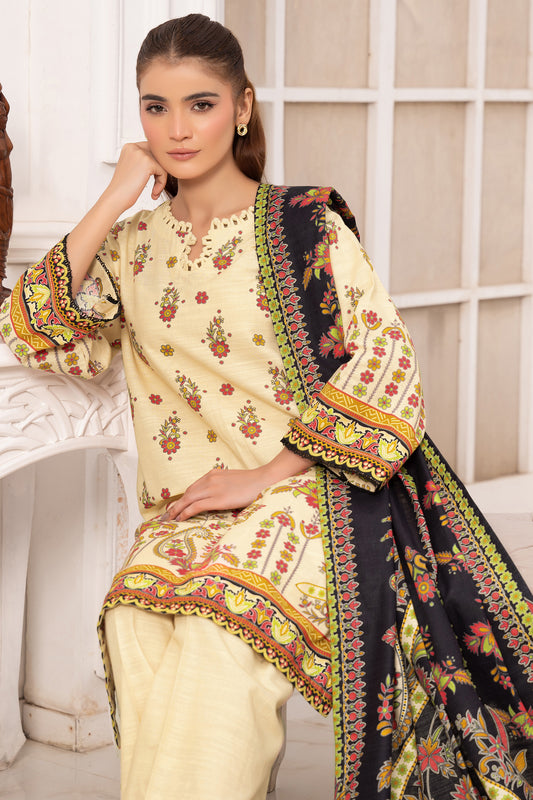 3 Piece Unstitched Beige Premium Khaddar - (Vol-116/12)D3 - SAFANOOOR