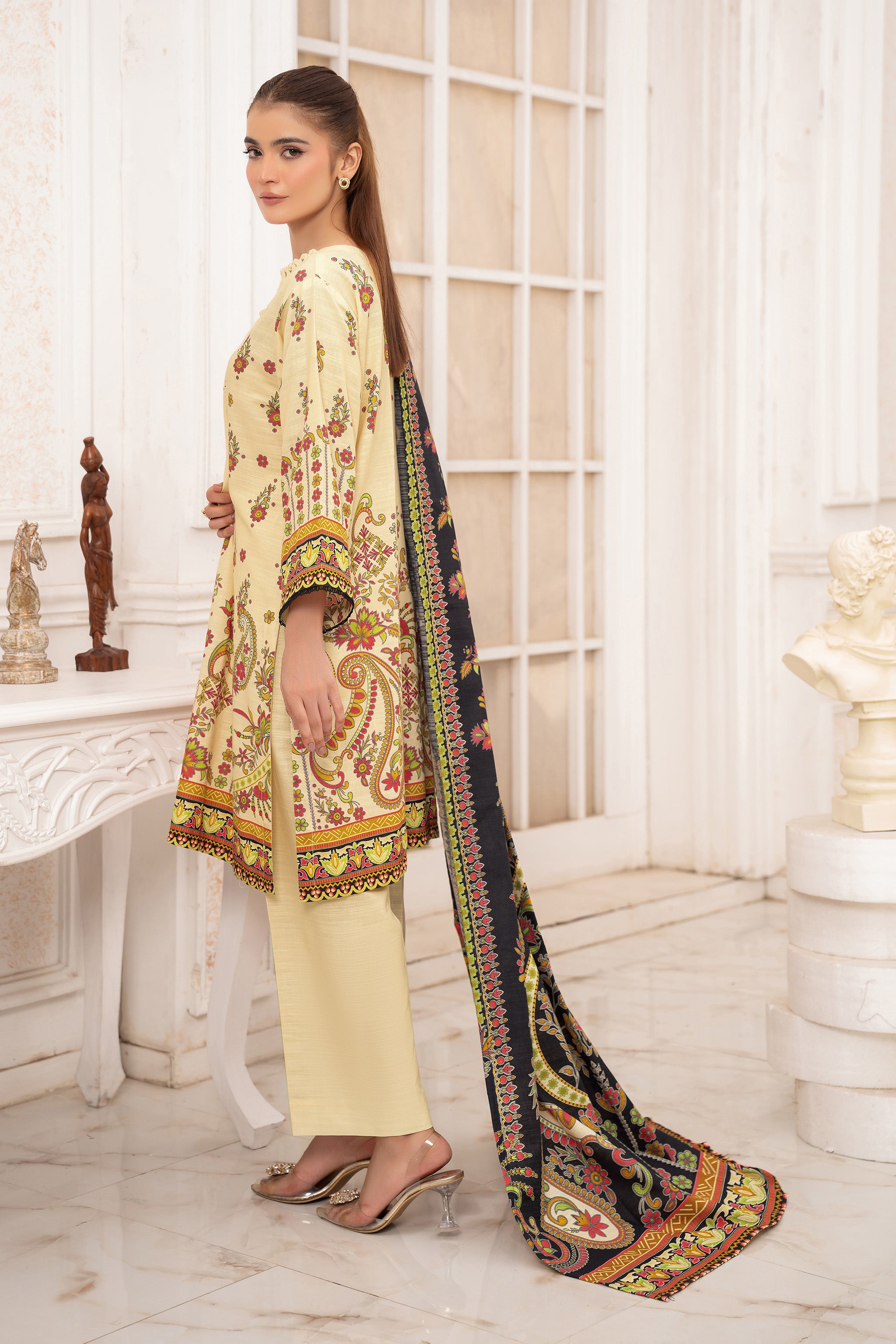 3 Piece Unstitched Beige Premium Khaddar - (Vol-116/12)D3 - SAFANOOOR