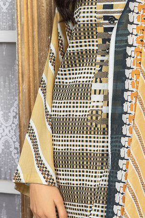 3 Piece Unstitched Beige Printed Lawn - SafaNoor