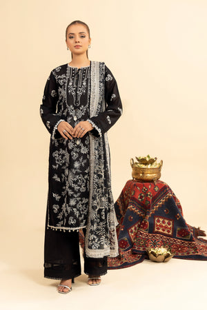 3 Piece Unstitched Black Premium Embroidered Jacquard Lawn Suit By Safa Noor Summer 2026 Dahlia Collection