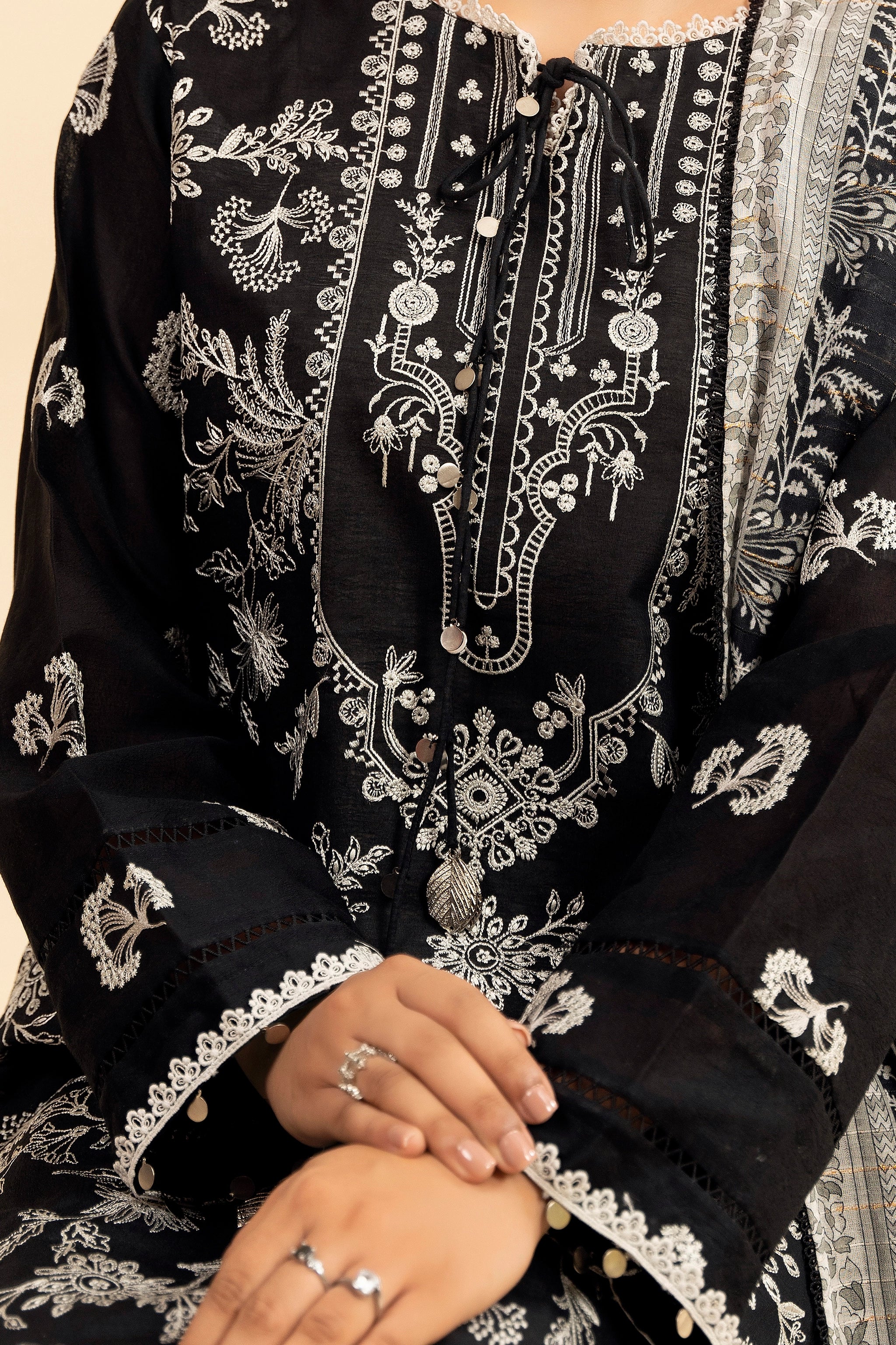3 Piece Unstitched Black Premium Embroidered Jacquard Lawn Suit By Safa Noor Summer 2026 Dahlia Collection