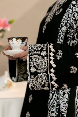 3 Piece Unstitched Black Premium Embroidered Lawn - Safa Noor