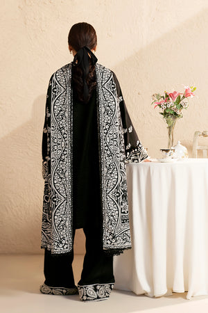 3 Piece Unstitched Black Premium Embroidered Lawn - Safa Noor