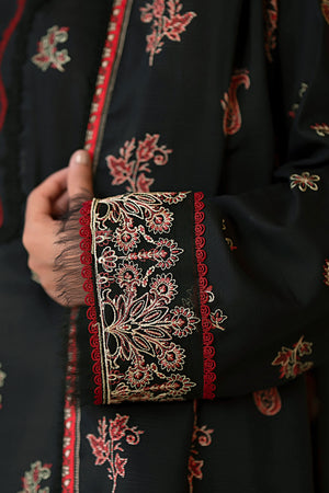 3 Piece Unstitched Black Premium Embroidered Lawn - Safa Noor