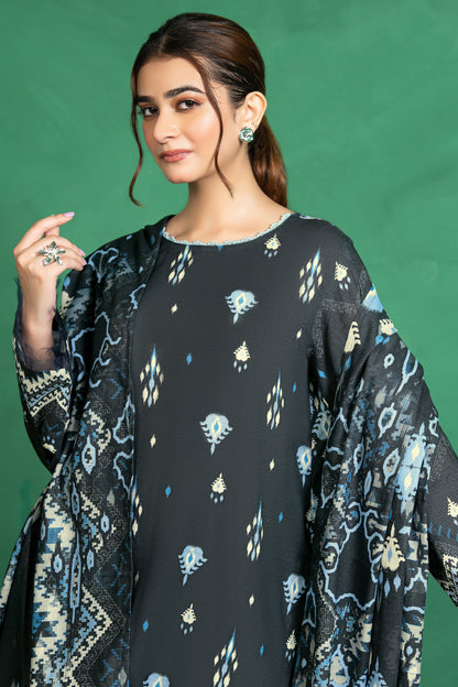3 Piece Unstitched Black Printed Cotton - (Vol-110/13)D11 - SAFANOOOR
