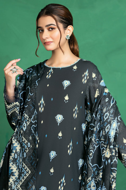 3 Piece Unstitched Black Printed Cotton - (Vol-110/13)D11 - SAFANOOOR