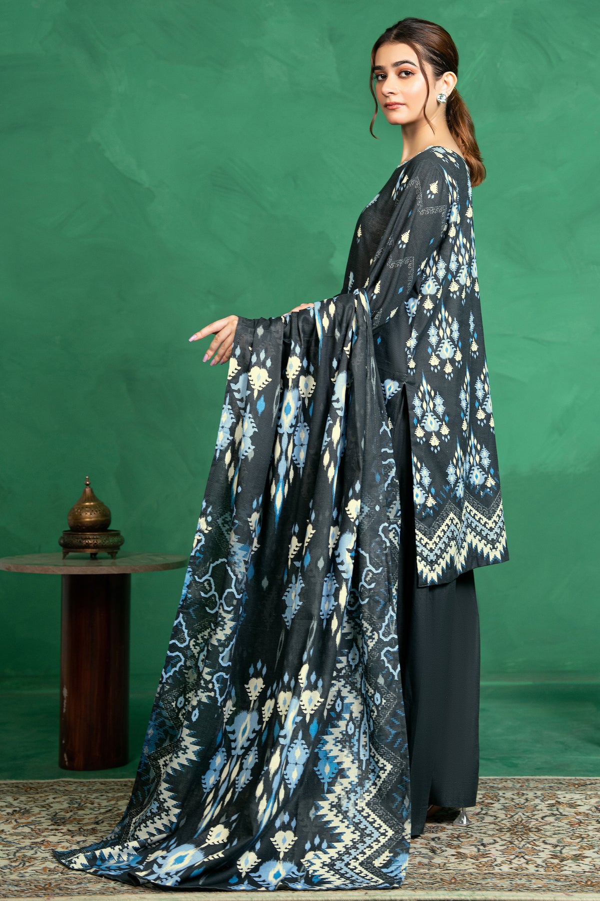 3 Piece Unstitched Black Printed Cotton - (Vol-110/13)D11 - SAFANOOOR