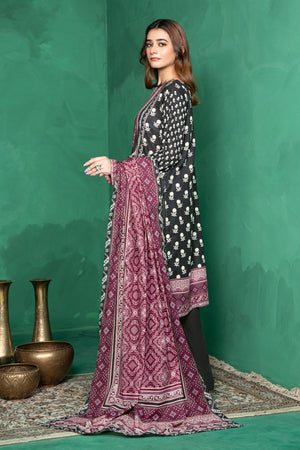3 Piece Unstitched Black Printed Cotton - (Vol-110/13)D8 - SAFANOOOR