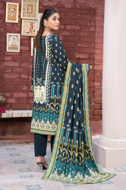 3 Piece Unstitched Black Printed Khaddar - (Vol-111/11)D10 - SAFANOOOR