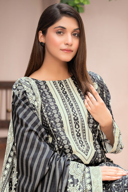 3 Piece Unstitched Black Printed Khaddar - (Vol-111/11)D1 - SAFANOOOR